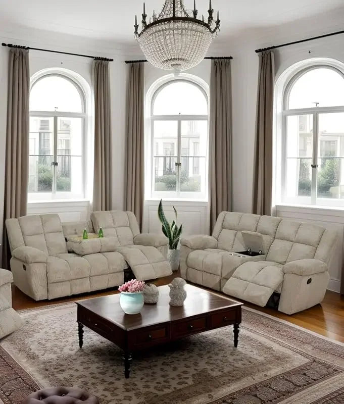 Recliner Living Room Set with LED Lighting