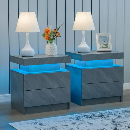 LED Nightstand with 2 Drawers