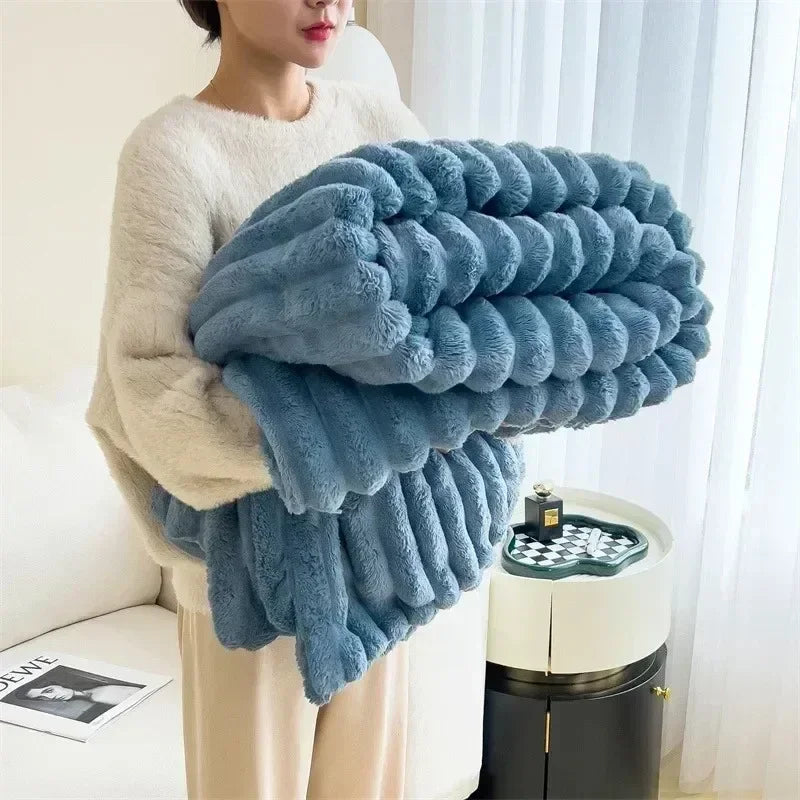 Rabbit Plush Autumn Warm Blanket for Bed