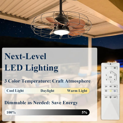 24" Outdoor Ceiling Fans w/Light
