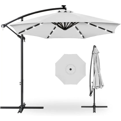 10ft Solar LED Hanging Patio Umbrella
