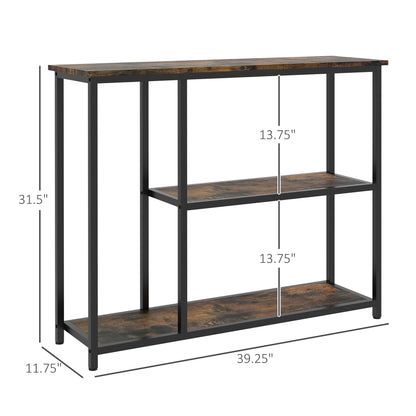 39" Console Sofa Table with 2 Storage Shelves