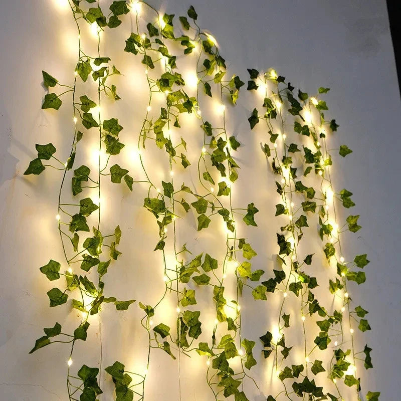 Fake Green Leaf Ivy Vine with LED Lights Garland Home Decor
