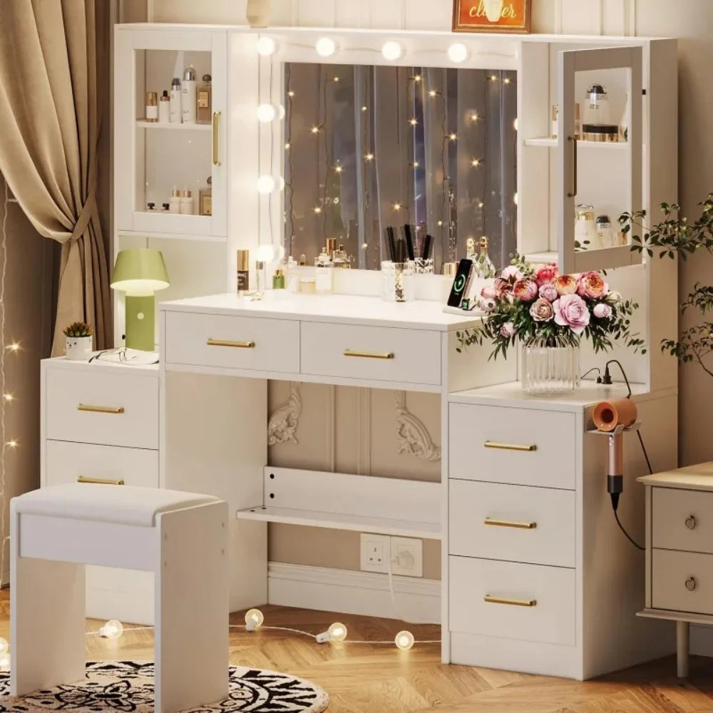 58.3" Vanity Desk with Mirror & Lights