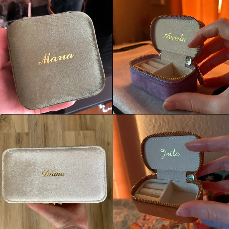 Vintage Velvet Travel Jewelry Box