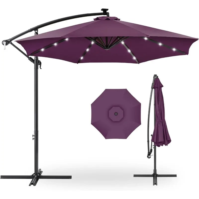 10ft Solar LED Hanging Patio Umbrella
