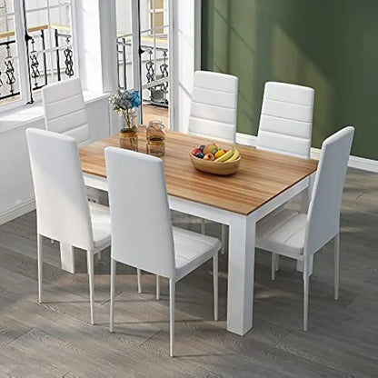 High Back Faux Leather Dining Table and Chairs
