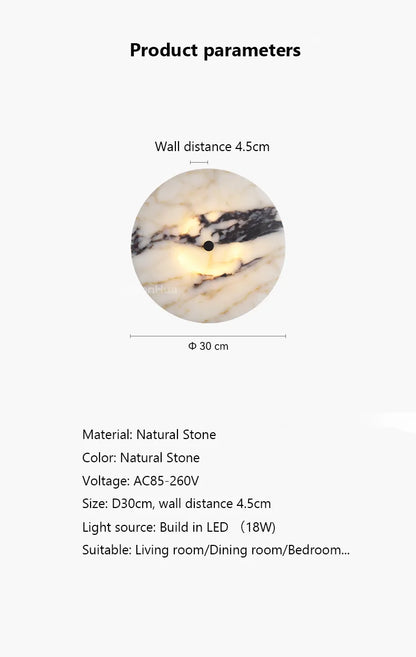 Round Luxury Natural Stone Wall Lamp