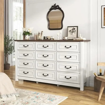 Farmhouse 12-Drawer Wood Dresser
