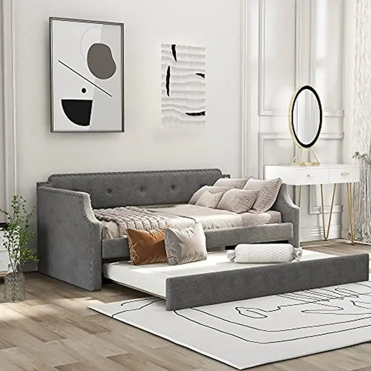 Twin Size Upholstered Trundle Daybed