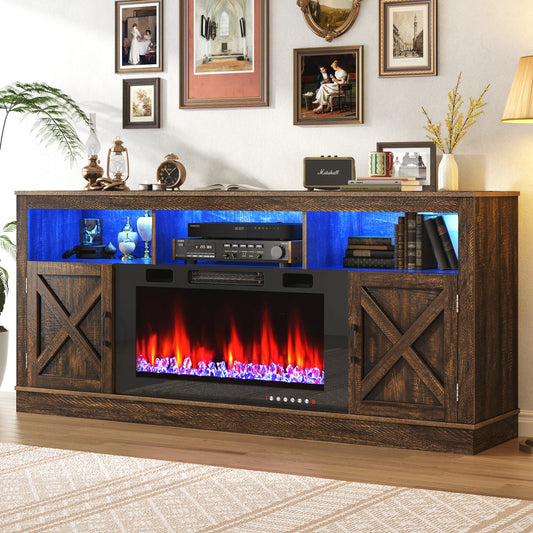 Farmhouse Fireplace TV Stand for 75/80" TV