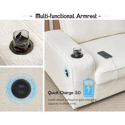 89" Modern Sof6a w/Cup Holders & USB Charging Ports