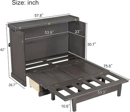 Full Murphy Bed Cabinet with Charging Station