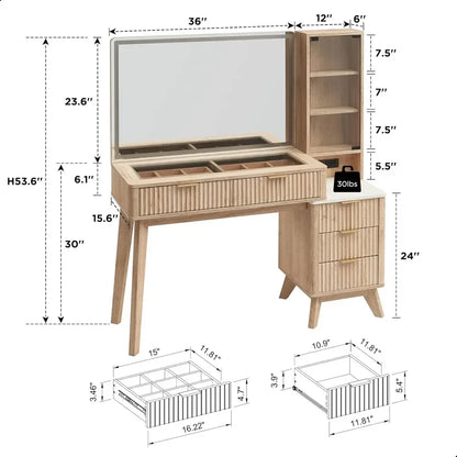 48" Makeup Vanity Desk w/34" Mirror and Lights
