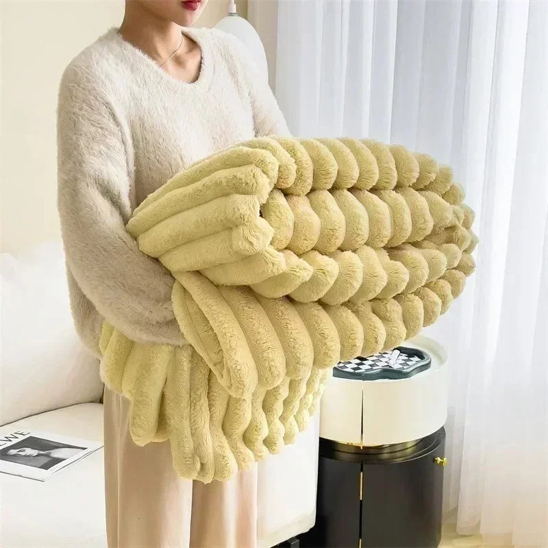 Rabbit Plush Autumn Warm Blanket for Bed