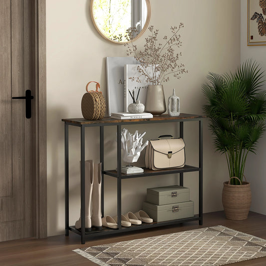 39" Console Sofa Table with 2 Storage Shelves