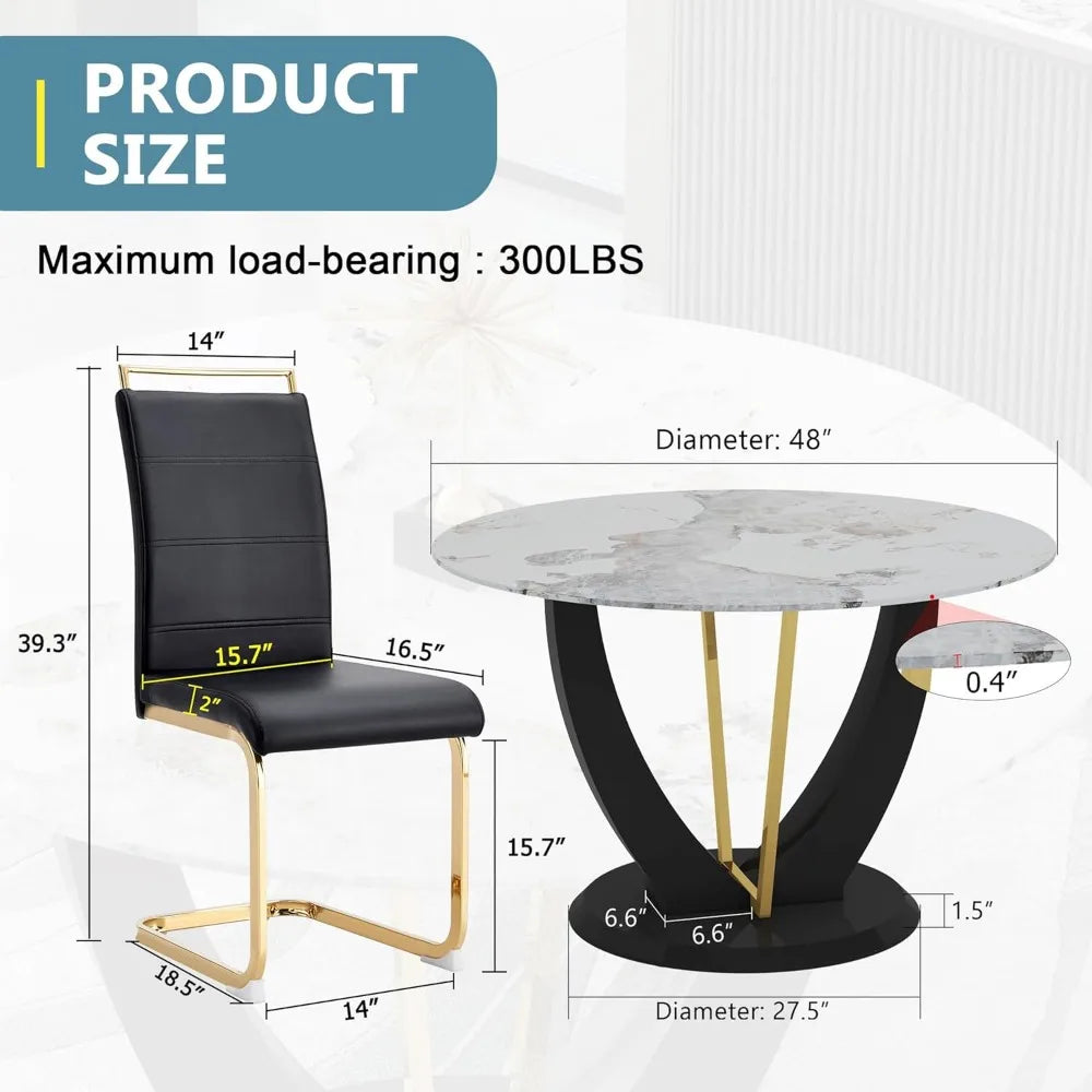 4 sets of 48" round dining table with 4 cushioned chairs