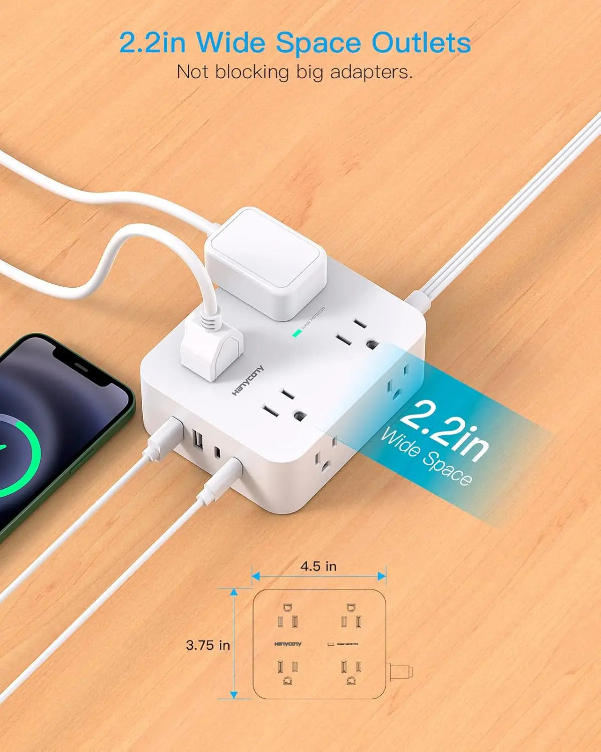 Surge Protector Power Strip with 8 Outlets and 4 USB Ports