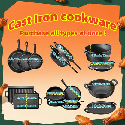 AEDG Cast Iron Skillet Set Preseasoned Nonstick Cookware