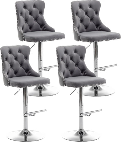 Set of 4 Velvet Bar Stools