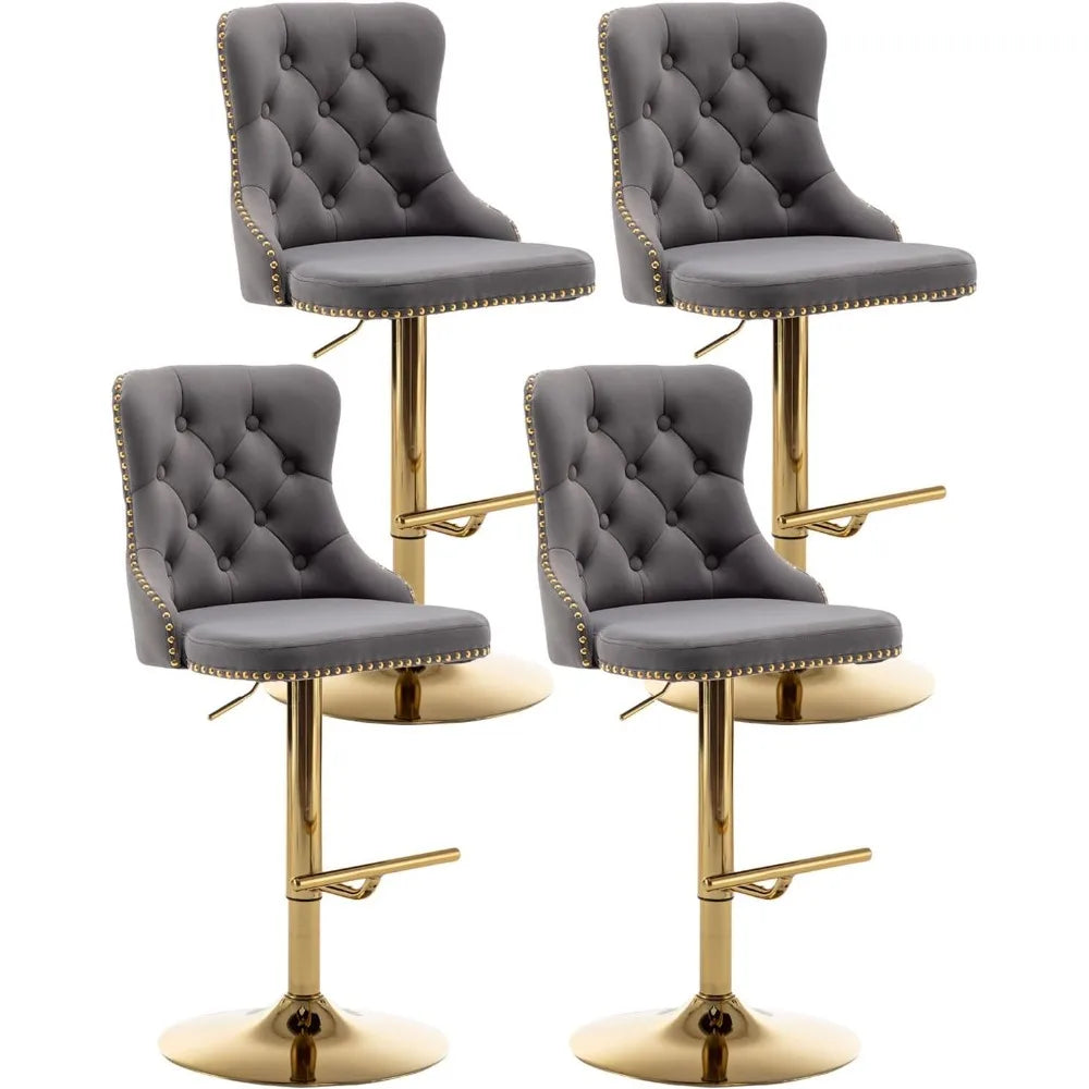 Set of 4 Velvet Bar Stools