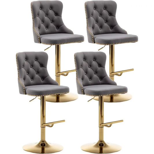 Set of 4 Velvet Bar Stools