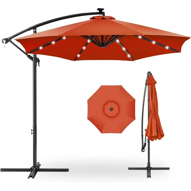 10ft Solar LED Hanging Patio Umbrella