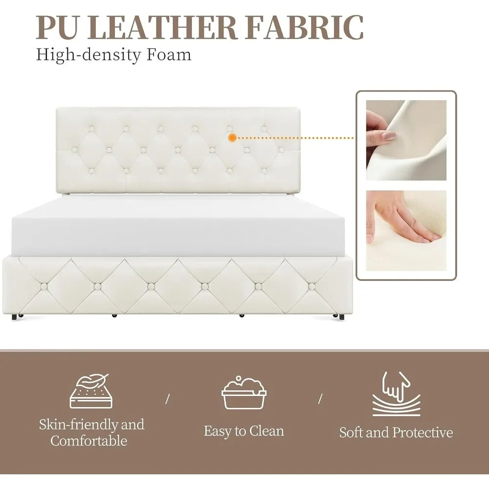 Upholstered 4-Drawer Bed Frame
