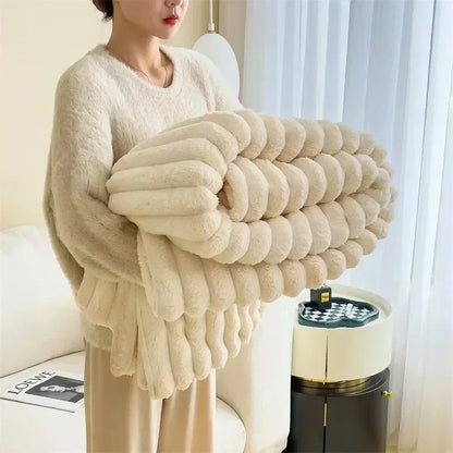 Rabbit Plush Autumn Warm Blanket for Bed