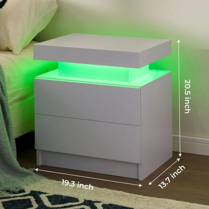 LED Nightstand with 2 Drawers