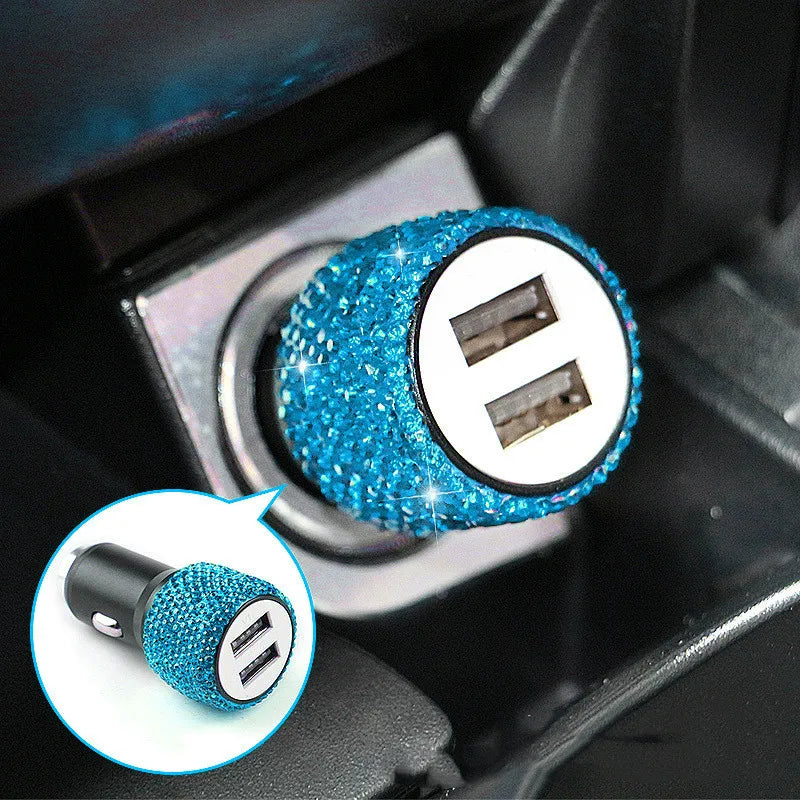 New Bling USB Car Charger Dual Port Fast Adapter