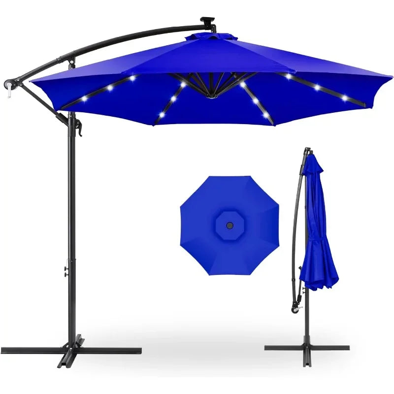 10ft Solar LED Hanging Patio Umbrella