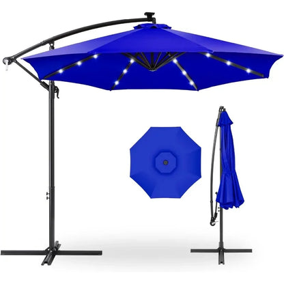 10ft Solar LED Hanging Patio Umbrella