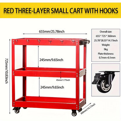 Heavy Duty 3 Tier Rolling Tool Cart