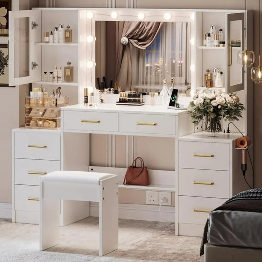 58.3" Vanity Desk with Mirror & Lights