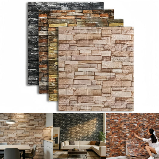 1-10pcs Brick Pattern Wall Stickers Wallpaper 77cmx70cm Waterproof
