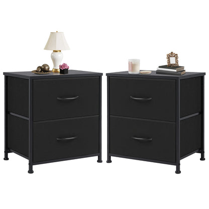 Nightstand/Bedside Coffee Table For Bedroom 2 Fabric Drawers