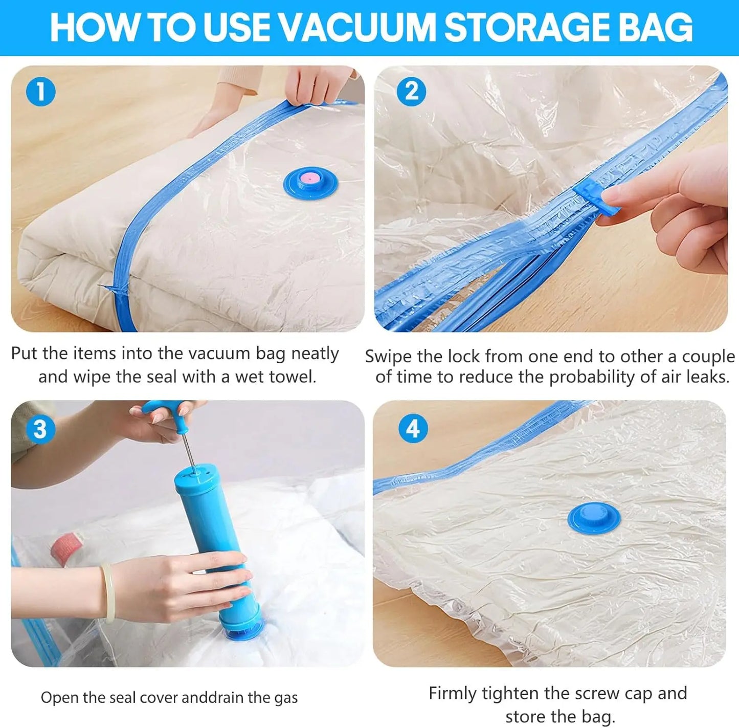 Vacuum Storage Bags 6 Size Space Saver Vacuum Sealed Bags