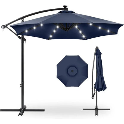 10ft Solar LED Hanging Patio Umbrella
