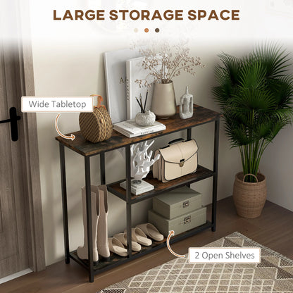 39" Console Sofa Table with 2 Storage Shelves