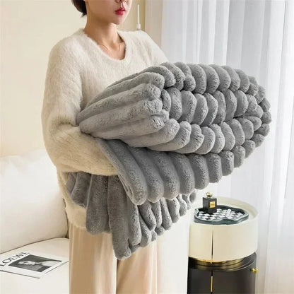 Rabbit Plush Autumn Warm Blanket for Bed