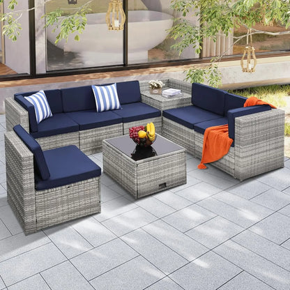 8 Pieces Outdoor Wicker Rattan Patio Furniture