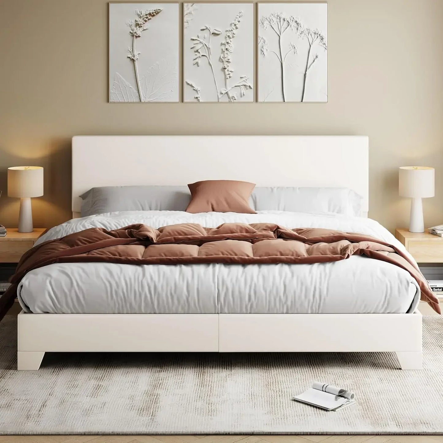 Bed Frame with Adjustable Headboard, Mattress Foundation, No Box Spring Needed