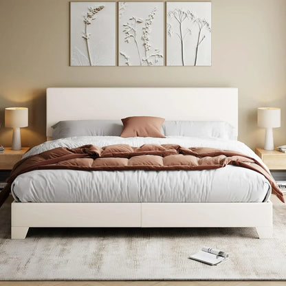 Bed Frame with Adjustable Headboard, Mattress Foundation, No Box Spring Needed