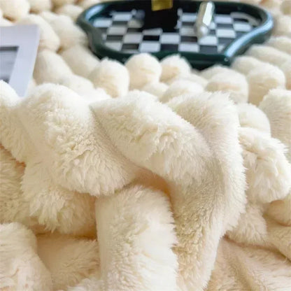 Rabbit Plush Autumn Warm Blanket for Bed