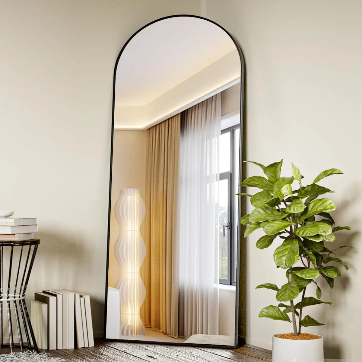 Arched Full Body Floor Mirror With Stand
