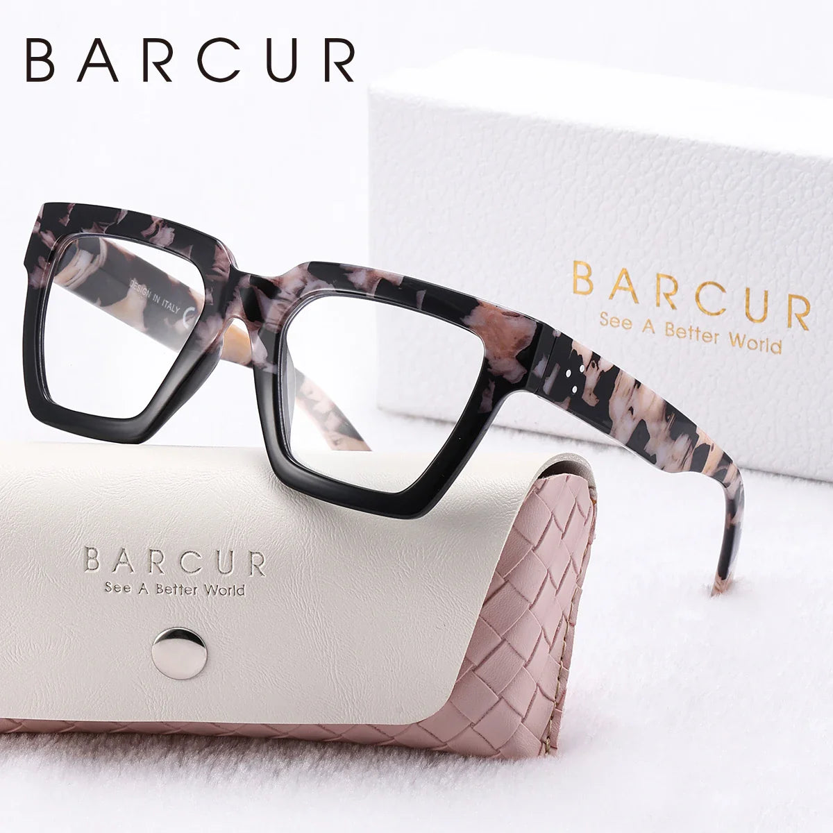 BARCUR Large Fashionable Frame Pink Reading Glasses for Women