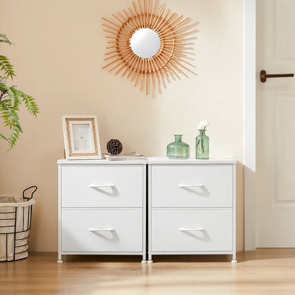 Nightstand/Bedside Coffee Table For Bedroom 2 Fabric Drawers