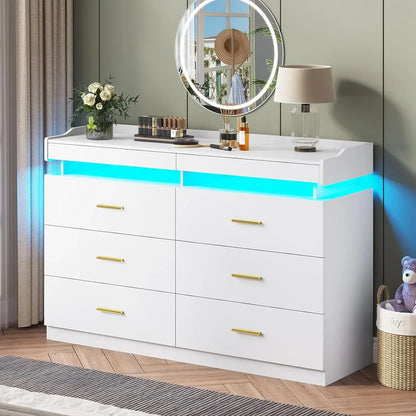 Modern Dresser 9 Drawer with LED Light,