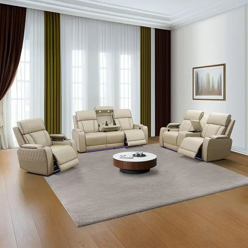Recliner Living Room Set with LED Lighting